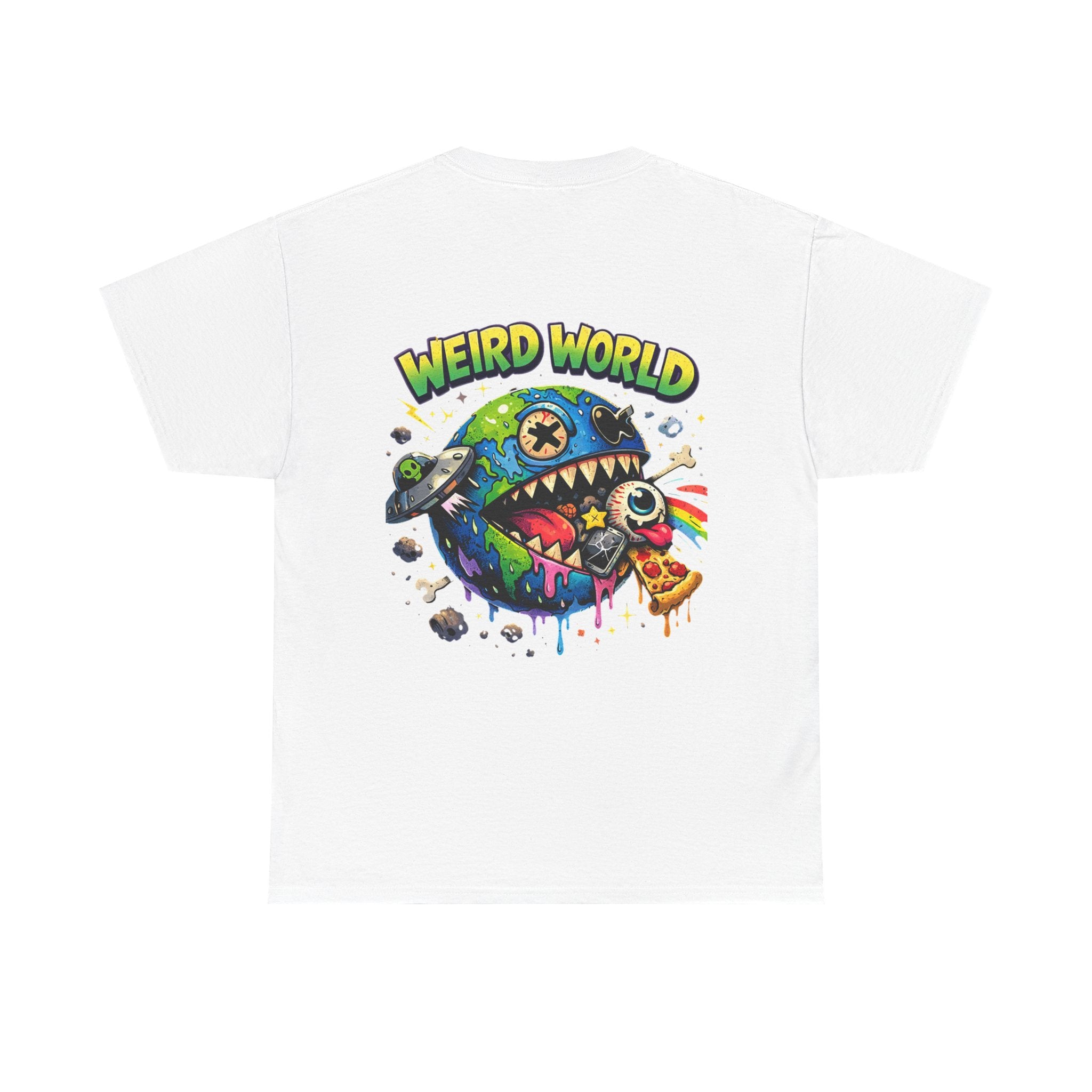 Weird World Graphic Tee — Colorful Monster Earth Design