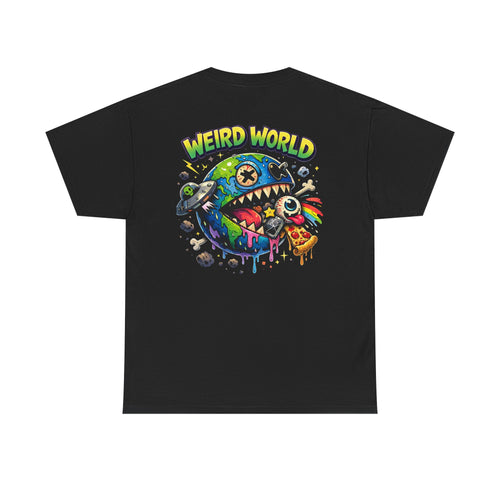 Weird World Graphic Tee — Colorful Monster Earth Design