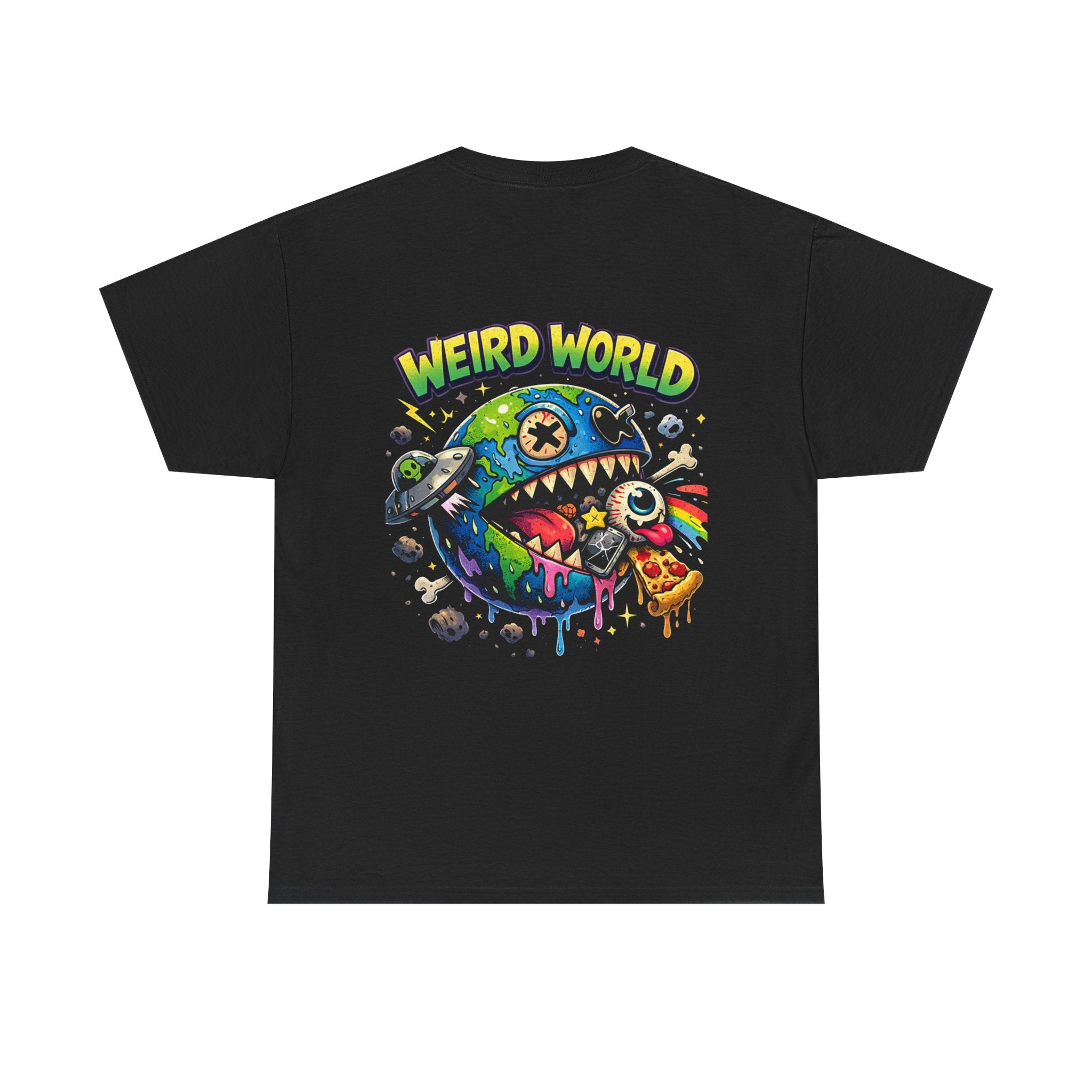 Weird World Graphic Tee — Colorful Monster Earth Design