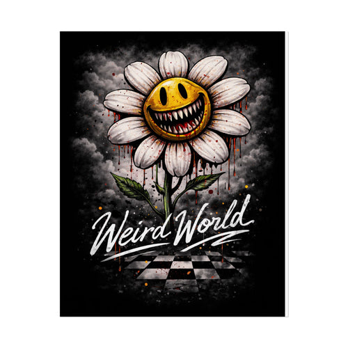 Rolled Poster — "Weird World" Creepy Smiling Daisy Art Print