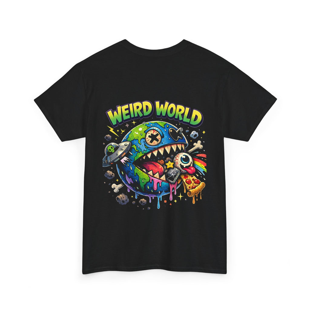 Weird World Graphic Tee — Colorful Monster Earth Design
